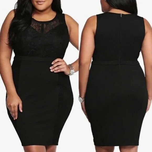 torrid Dresses Torrid Floral Lace Bodycon Dress Black